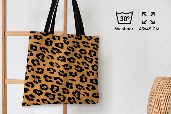 Sac bandoulière - Sac de plage - Shopper Imprimé Panthère - Oranje - Zwart - 45x45 cm - Sac en coton