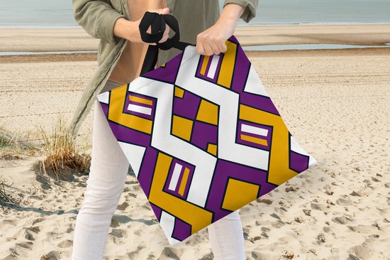 Sac à Bandoulière - Sac de Plage - Design Shopper - Ligne - Rétro - 40x40 cm - Sac en Coton