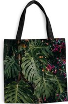 Sac bandoulière - Sac de plage - Shopper Monstera (plante trouée) fond - 45x45 cm - Sac coton