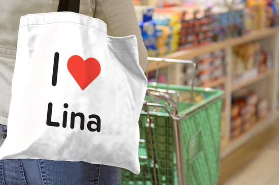 MuchoWow® Schoudertas - Strandtas - Big Shopper - Boodschappentas - I love - Lina - Meisje - 40x40 cm - Katoenen tas