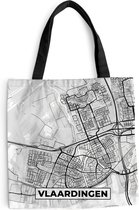 MuchoWow® Schoudertas - Strandtas - Big Shopper - Boodschappentas - Stadskaart - Vlaardingen - Grijs - Wit - 45x45 cm - Katoenen tas