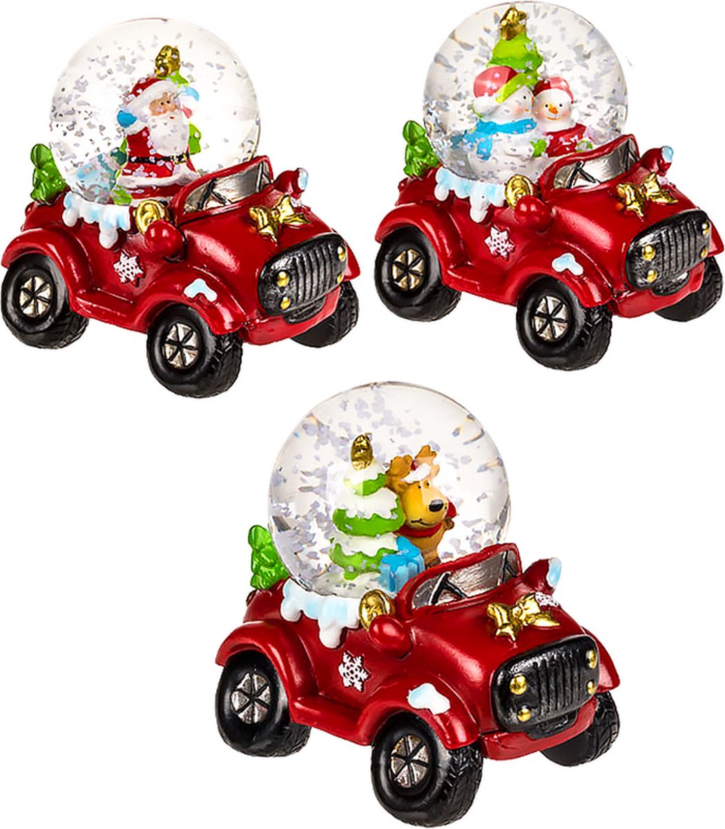 Kerst schudbol, snow globe car, auto , Kindercreaglobe c