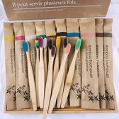 10 Stuks Bamboe Tandenborstel - 10 verschillende kleuren  - Zacht / Medium - Biologisch afbreekbaar