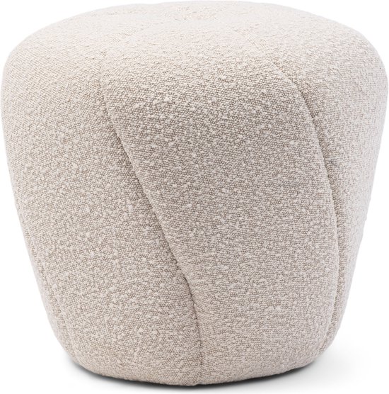 Riviera Maison Pouf - Tabouret Perruche - Wit - Bouclé