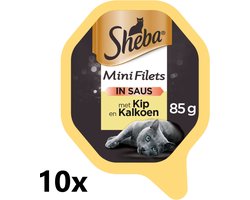 Sheba Alu - Mini Filets in Saus - Kip & Kalkoen - 10x85g - Kattenvoer Kuipje