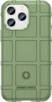 iPhone 14 Pro Hoesje - Rugged Shield TPU Gelcase - Groen - GSM Hoesje - Telefoonhoesje Geschikt Voor iPhone 14 Pro