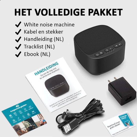 White Noise Machine voor Volwassenen en Baby - Witte ruis - Slaaphulp - 40 Rustgevende Geluiden