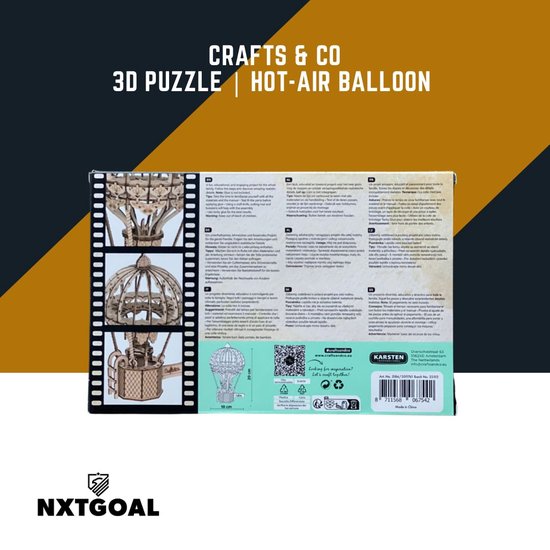Thumbnail van een extra afbeelding van het spel Crafts & Co | 3D Puzzle | Hot-Air Balloon | Difficulty Level 2 | 2-3 HRS