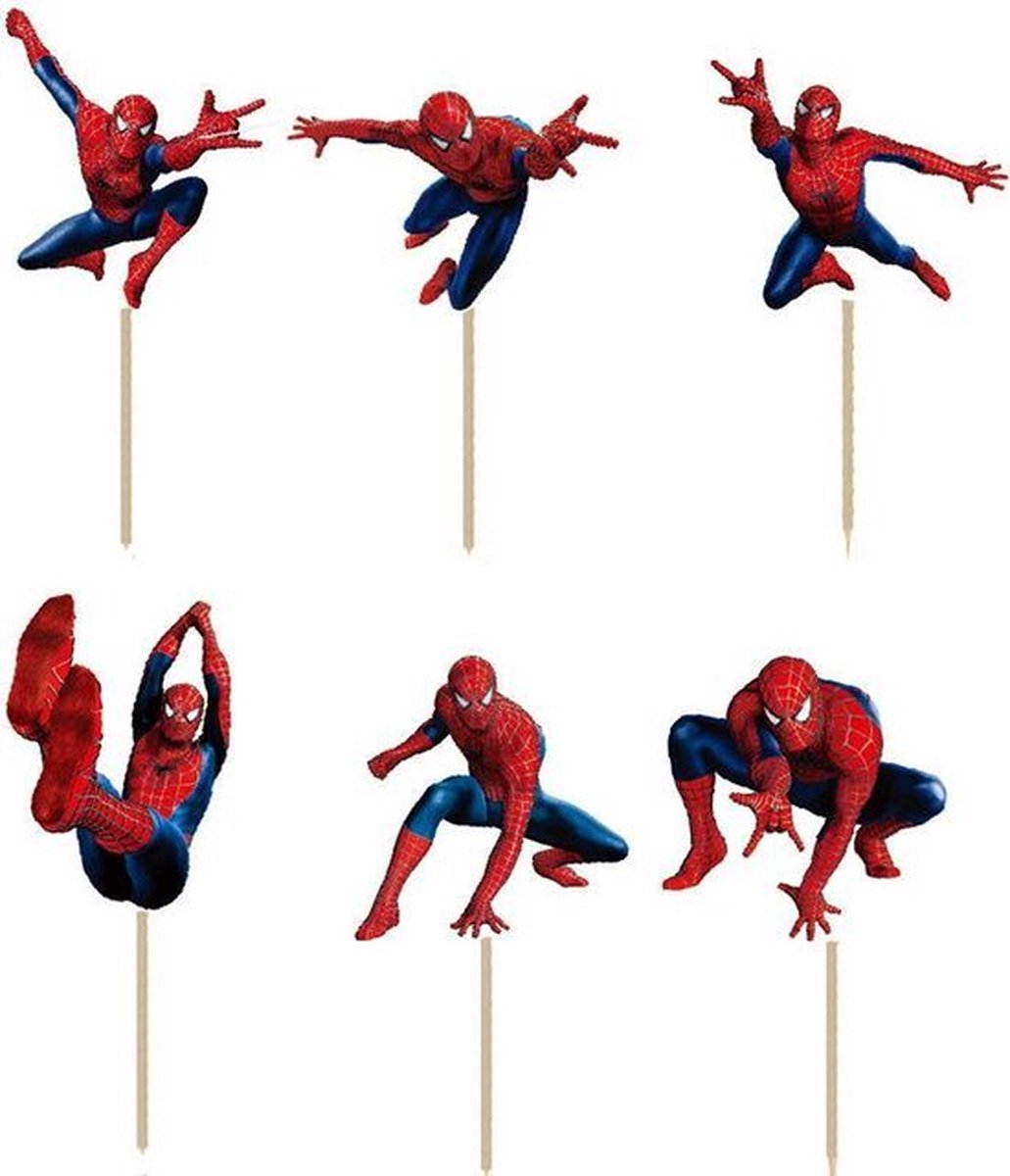 Spiderman Cupcake Toppers 24 Stuks Taart Topper Cupcake Prikkers