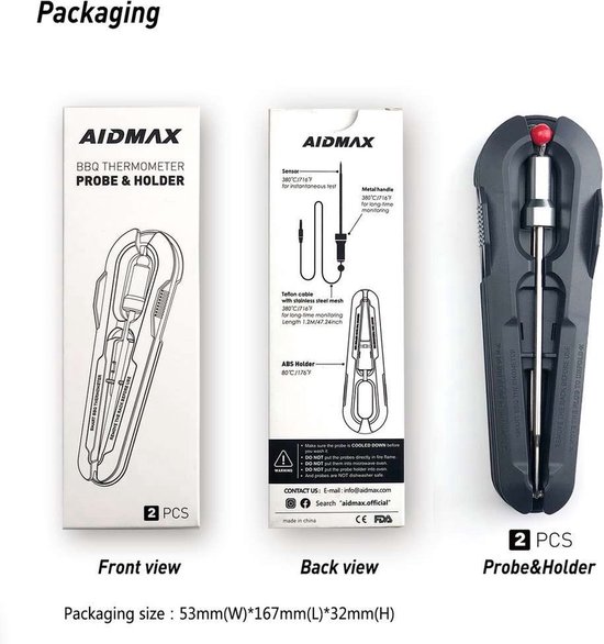 Fileeyn Slimme vleesthermometer, draadloze bluetooth met 2 sondes, lcd- display, 500 ft bluetooth-bereik, hittebestendigheid van 550 °C, app- bediening, grillthermometer voor BBQ, grill, rookoven, oven Fileeyn Slimme vleesthermometer, draadloze bluetooth met 2 sondes, lcd- display, 500 ft bluetooth-bereik, hittebestendigheid van 550 °C, app- bediening, grillthermometer voor BBQ, grill, rookoven, oven