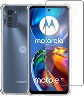 Hoesje geschikt voor Motorola Moto E32 + Screenprotector – Tempered Glass - Extreme Shock Case Transparant