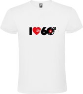Wit T shirt met print van " I Love the Sixties " print Zwart size XXL