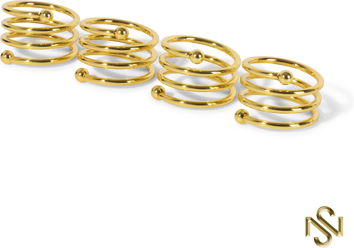 San Naila - Servetringen - 4-delig - Spiral - Goud - Glans - Luxe - Tafeldecoratie-RVS