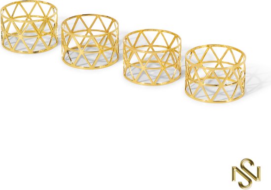 San Naila - Servetringen - 4-delig - Triangle - Goud - Glans - Luxe - Tafeldecoratie
