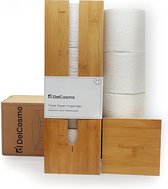 DelCosmo Porte-papier toilette sur pied en bambou - Porte-rouleau de papier toilette pour 4 rouleaux de papier toilette - Rouleaux de papier toilette Porte-rouleau - Accessoires de Toilettes et de salle de bain
