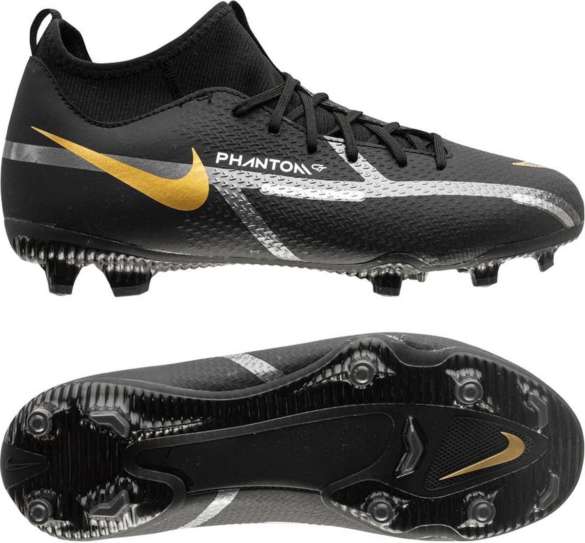 Nike Phantom GT Academy MG Shadow Zwart/Grijs/Goud bol