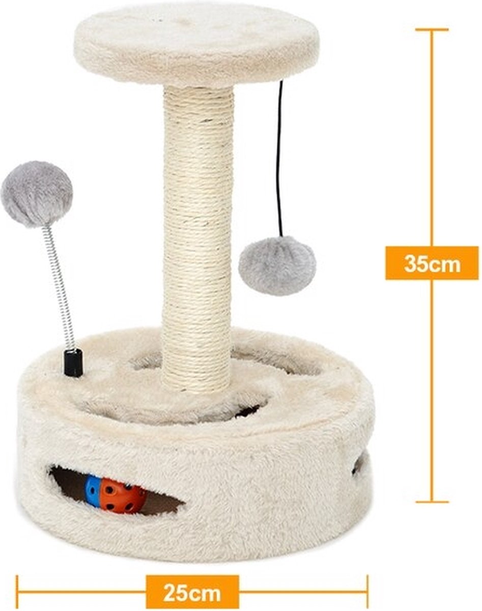 Krabpaal | Katten krabpaal | Krabplank | Kattenspeeltjes | Klein | Voor grote en kleine katten | Beige/Wit