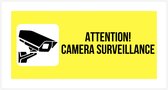 Pictogram/ bord | "Attention! Camera surveillance" | 30 x 15 cm | Dikte: 1 mm | Security | Geel | Privé domein | Privaat eigendom | Bewaking | Ongewenst bezoek | Dieven afschrikken | CCTV | 1 stuk