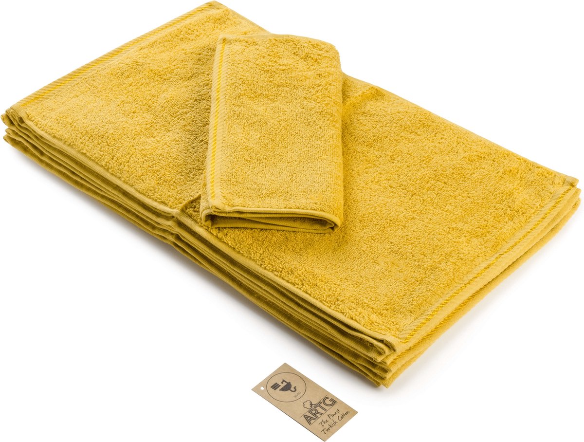 ARTG® Towelzz - Gastenhanddoek - 30 x 50 cm - Donkergeel - Mustard - Set 10 stuks