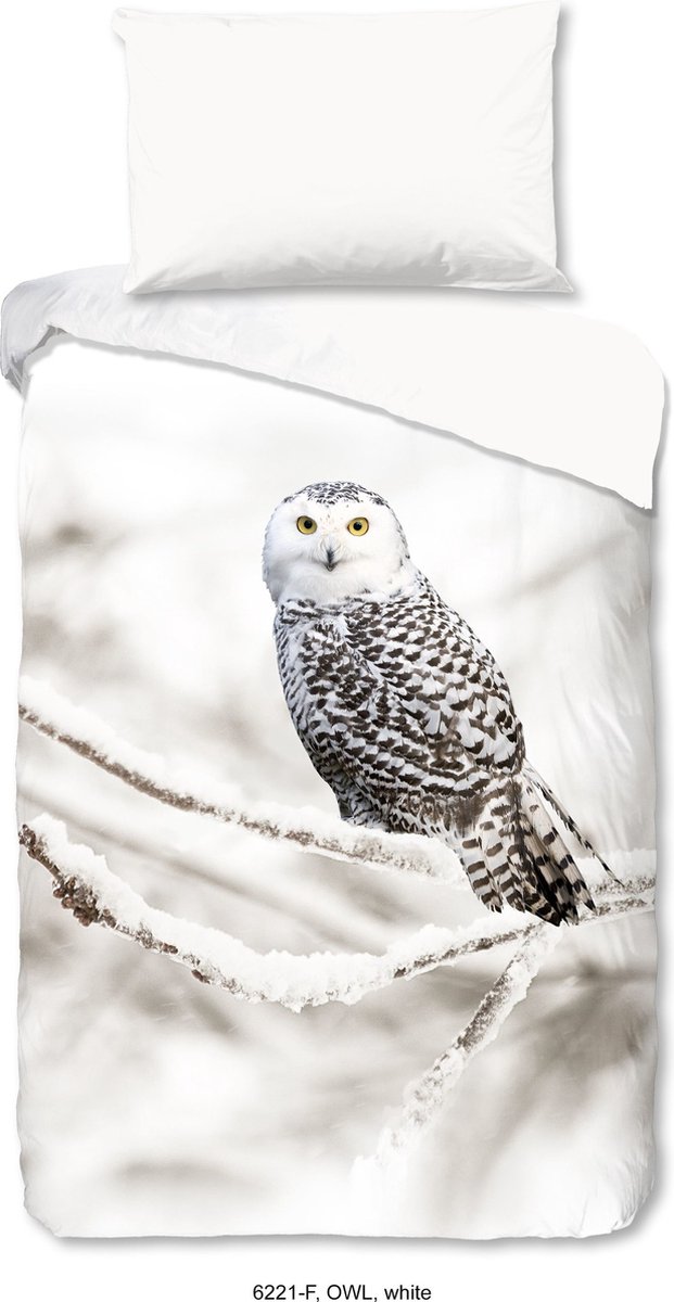 Good Morning Snowy Owl - Flanel - Dekbedovertrek - Wit