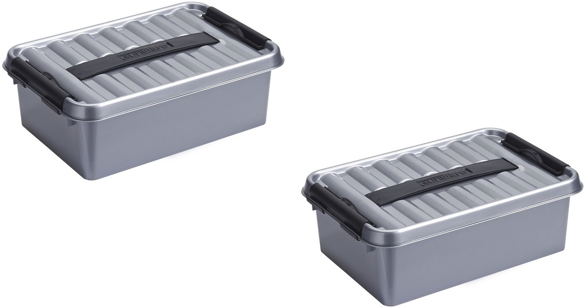 Sunware 5x stuks sunware q-line opberg box/opbergdoos - 12 liter - 40 x 30 x 14 cm - kunststof - opslagbox - grijs