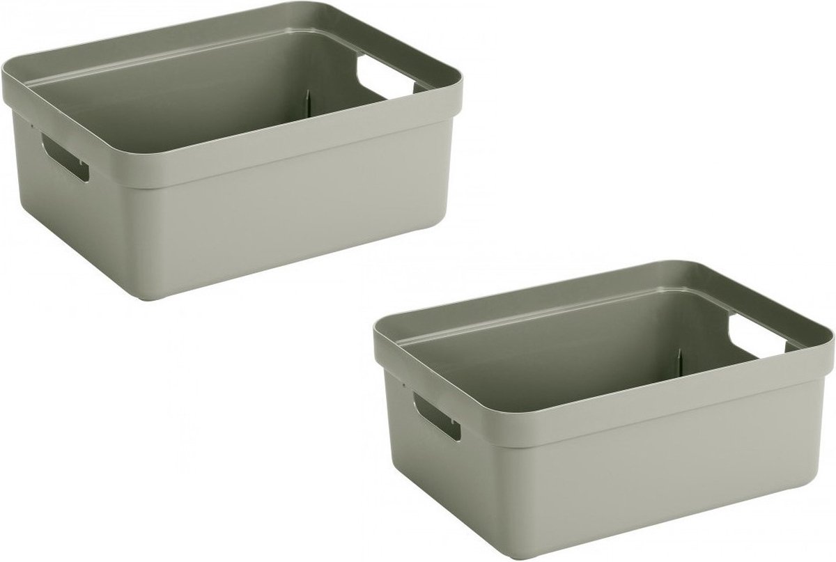 Sunware Opbergbox Sigma - 8x - kunststof - groen - 24 liter - Opbergbakken/opbergers - 45 x 35 x 18 cm
