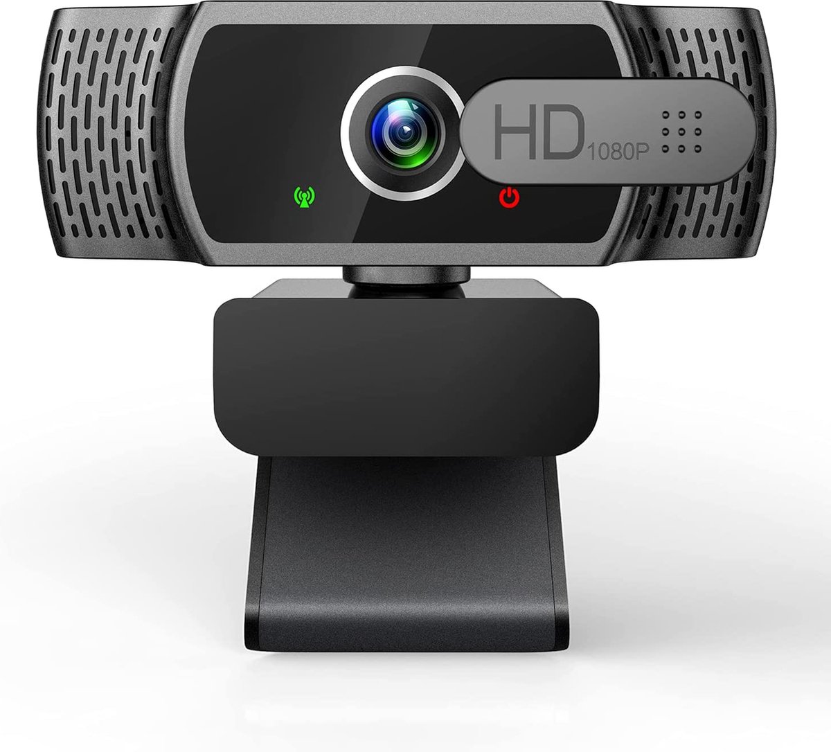 Webcam, webcam with microphone, 1080P camera with cover, USB 2.0 plug & play, webcam for PC and laptop video conferences, online lessons and live streaming, compatible with Windows, Linux and MacOS, black.