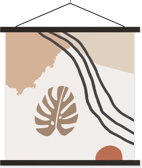 Porte-affiche avec affiche - Affiche scolaire - Été - Abstrait - Feuille - 120x120 cm - Lattes noires