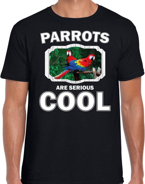 Dieren papegaaien t-shirt zwart heren - parrots are serious cool shirt - cadeau t-shirt papegaai/ papegaaien liefhebber XL
