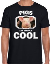 Dieren varkens t-shirt zwart heren - pigs are serious cool shirt - cadeau t-shirt varken/ varkens liefhebber M
