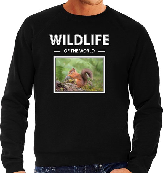 Dieren foto sweater Eekhoorn - zwart - heren - wildlife of the world - cadeau trui Eekhoorns liefhebber L