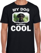 Coole teckel honden t-shirt my dog is serious cool zwart - heren - teckels liefhebber cadeau shirt S