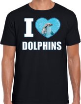 I love dolphins t-shirt met dieren foto van een dolfijn zwart voor heren - cadeau shirt dolfijnen liefhebber XXL