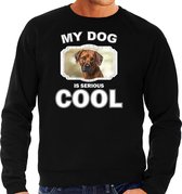 Rhodesische pronkrug honden trui / sweater my dog is serious cool zwart - heren - rhodesian ridgeback liefhebber cadeau sweaters L