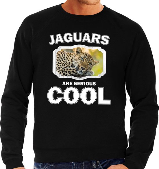 Dieren jaguars/ luipaarden sweater zwart heren - jaguars are serious cool trui - cadeau sweater luipaard/ jaguars/ luipaarden liefhebber L