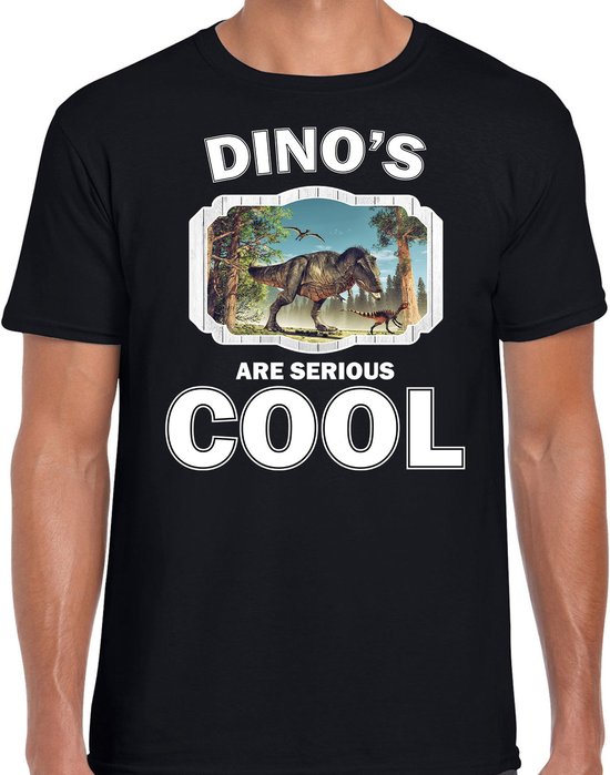Dieren dinosaurussen t-shirt zwart heren - dinosaurs are serious cool shirt - cadeau t-shirt t-rex dinosaurus/ dinosaurussen liefhebber XXL
