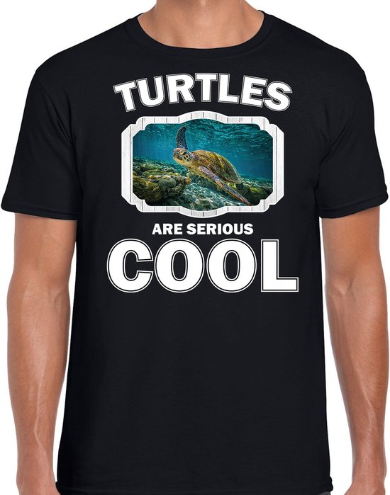 Dieren schildpadden t-shirt zwart heren - turtles are serious cool shirt - cadeau t-shirt zee schildpad/ schildpadden liefhebber M
