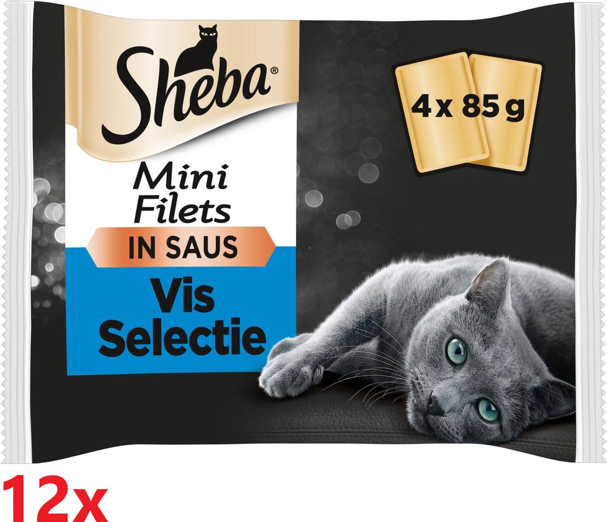 Sheba Sheba - Mini Filets in Saus - Vis Selectie - 12 verpakkingen van 4x85gr