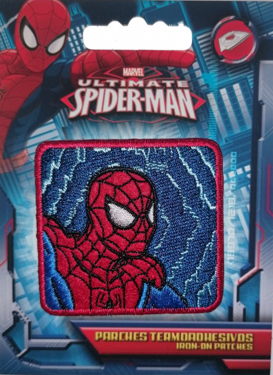 Marvel - Spider-Man Comic Head Vierkant - Patch - Strijkapplicatie
