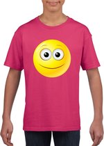 emoticon/ emoticon t-shirt vrolijk roze kinderen 158/164