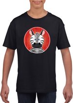 Kinder t-shirt zwart met vrolijke zebra print - zebras shirt - kinderkleding / kleding 146/152