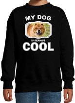 Chow chow honden trui / sweater my dog is serious cool zwart - kinderen - Chow chows liefhebber cadeau sweaters - kinderkleding / kleding 170/176