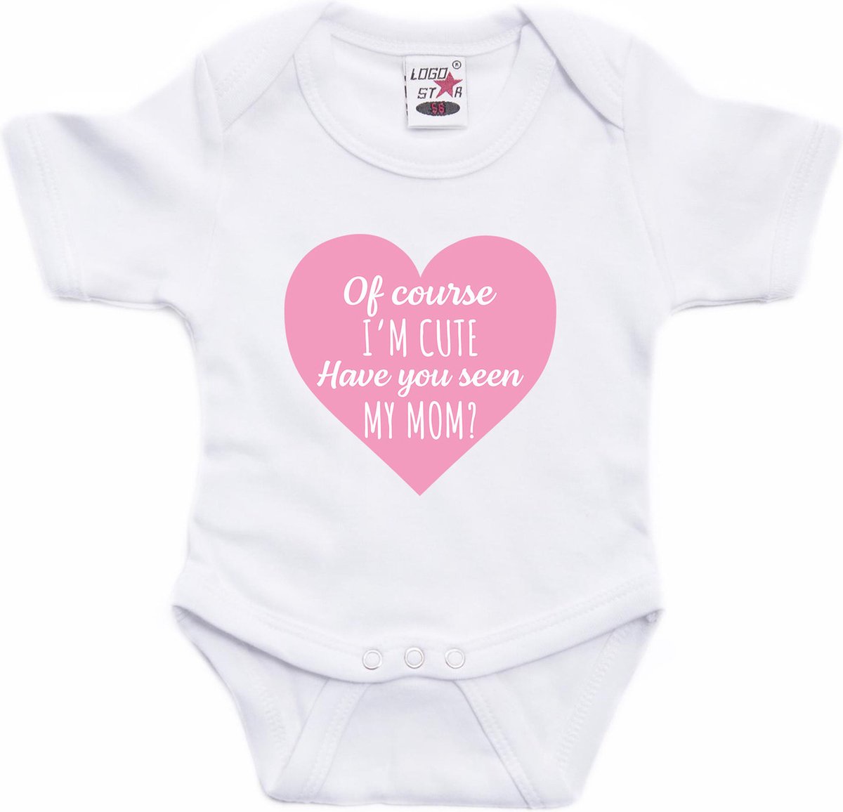 I am cute have you seen my mom tekst baby rompertje wit jongens en meisjes - Kraamcadeau/ Moederdag cadeau 56