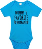 Mommys favourite human tekst baby rompertje blauw jongens - Kraamcadeau/ Moederdag - Babykleding 80