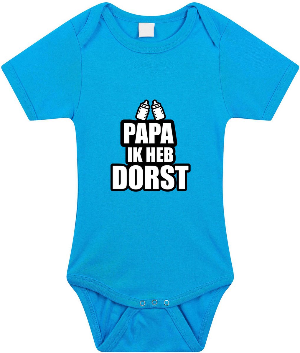 Papa ik heb dorst tekst baby rompertje blauw jongens - Kraamcadeau/babyshower cadeau - Babykleding 56