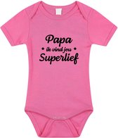 Papa superlief tekst baby rompertje roze meisjes - Kraamcadeau/ Vaderdag cadeau - Babykleding 92