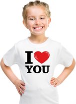 Wit I love You t-shirt kinderen 158/164