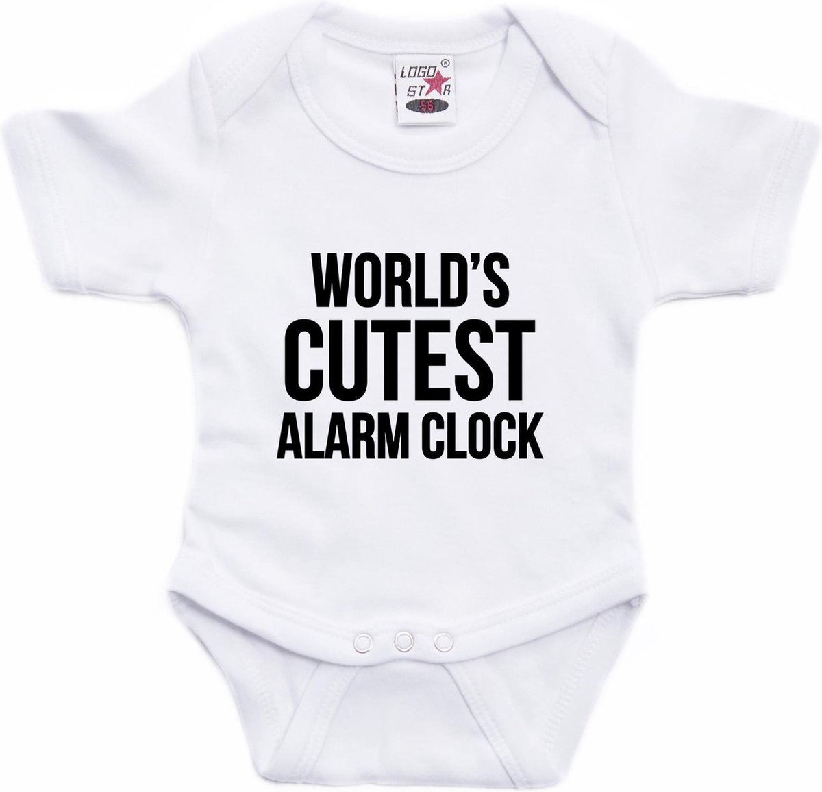 Worlds cutest alarm clock tekst baby rompertje wit jongens en meisjes - Kraamcadeau - Babykleding 92