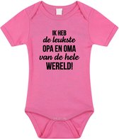 Leukste opa en oma tekst baby rompertje roze meisjes - Cadeau opa en oma - Babykleding 68