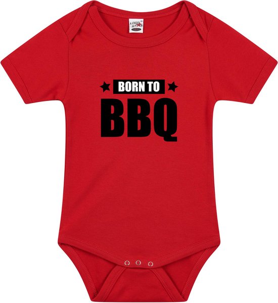 Born to BBQ text baby barboteuse rouge garçons et filles - Cadeau de maternité amateur de barbecue 80 (9-12 mois)